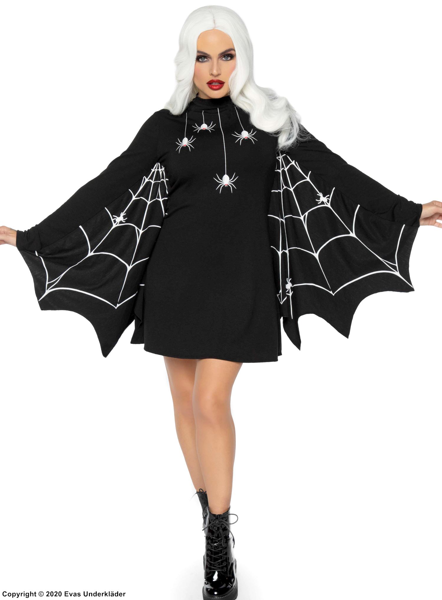 Costume dress, long sleeves, spider web